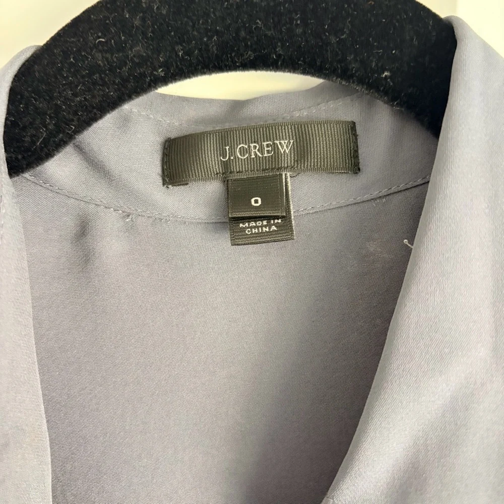 J. Crew Slate Grey Silk Button-Up Shirt | 0